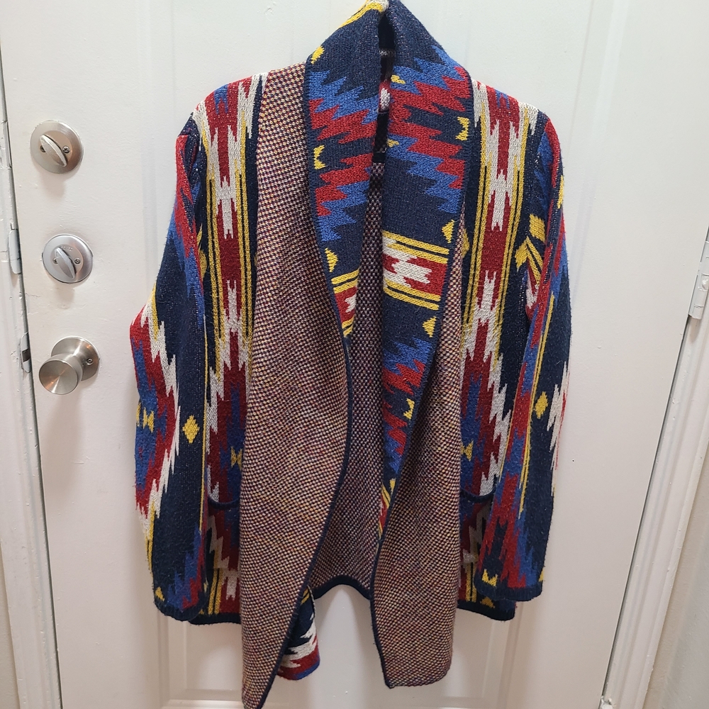Rock & Roll Cowgirl Womens Size Large Aztec Southwestern Print 100% Acrylic